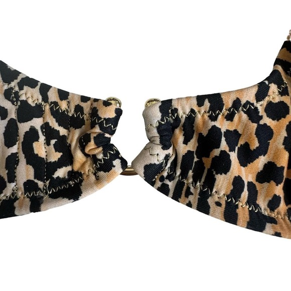 Reina Olga Bikini Two Piece Leopard Hot Pink Tie Front Size Small - Picture 5 of 9